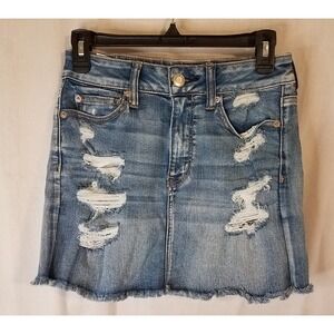 American Eagle‎ Hi-rise Mini Skirt Size 4 Distressed  Next Level Stretch